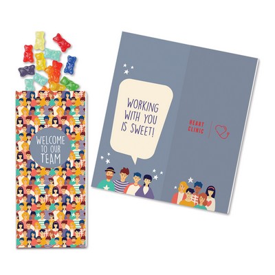 One Color Foil-Stamped Stock Welcome Sweeter Cards with Albanese® Gummi Bears